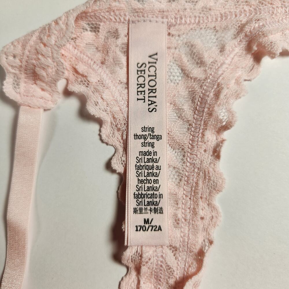 Victoria's Secret Lace High Leg String Thong Panty - Medium - Pink Coquette - Picture 3 of 5